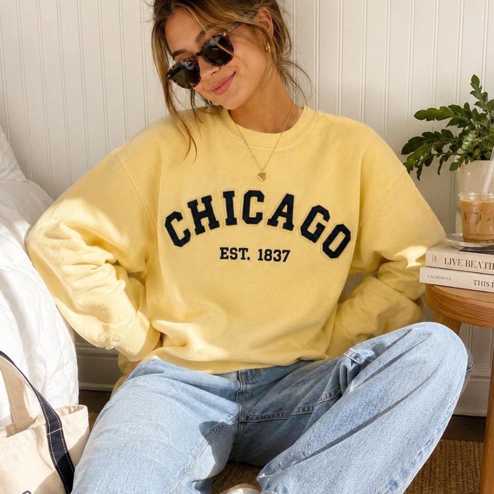 Yellow Chicago EST. 1837 Crewneck Sweatshirt